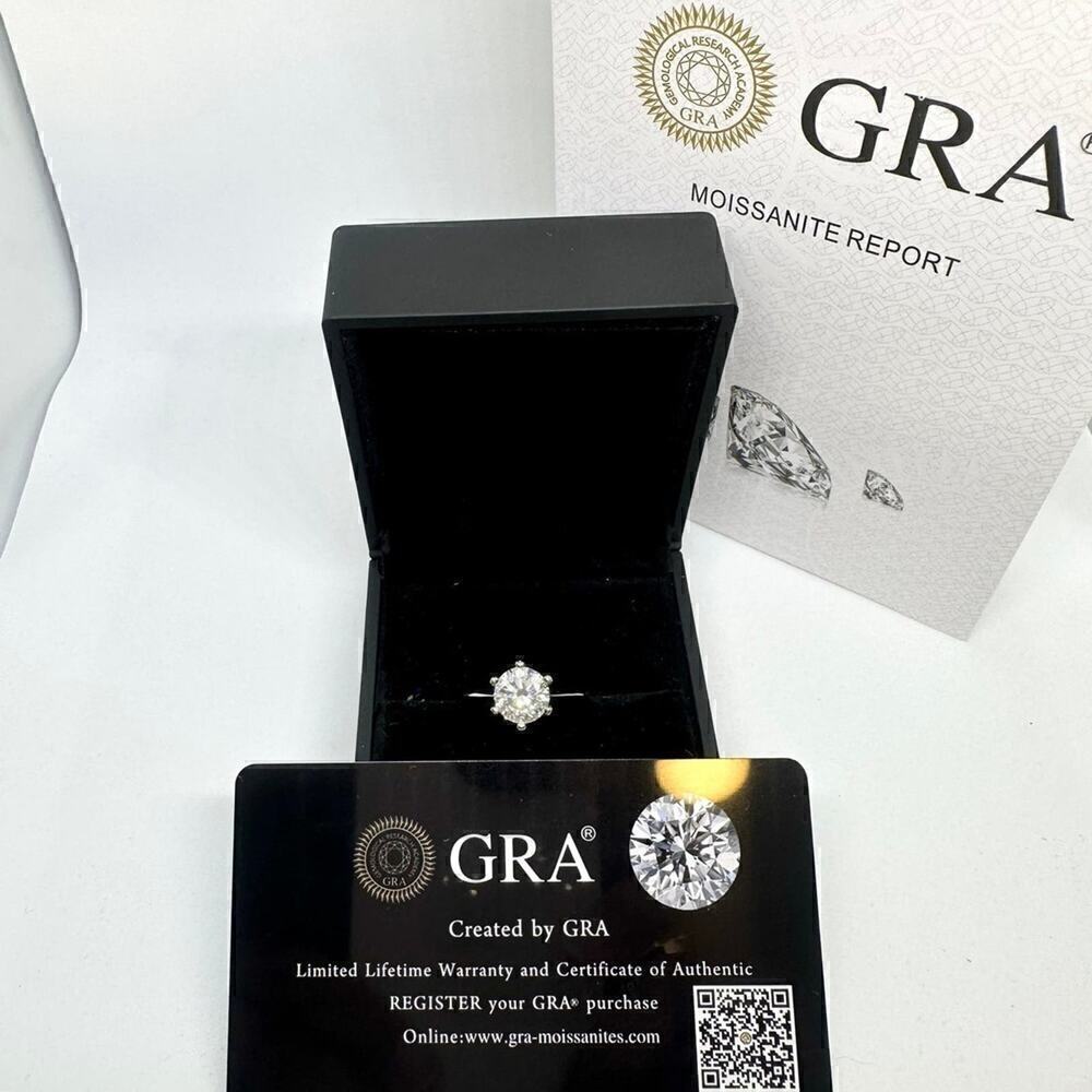 Moissanite Diamond Engagement Ring 1 Ct Six Prong Round Cut Brilliant 18K 925 - Picture 3 of 11
